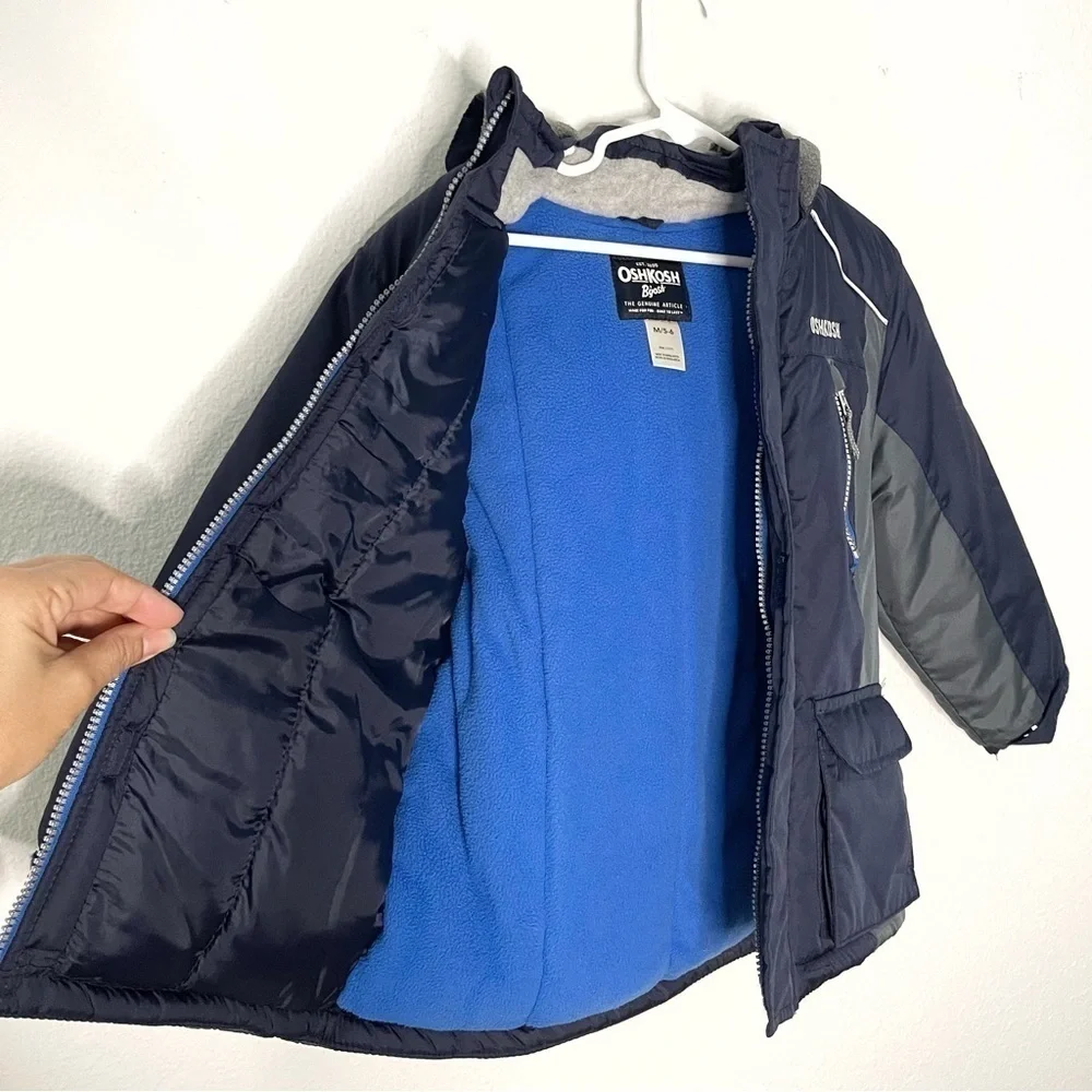 Oshkosh B’gosh quilted insulated snow ski kids full zip hoodie jacket size M